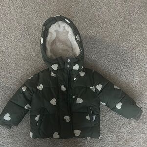 GAP Dark Green Jacket with White Heart Design